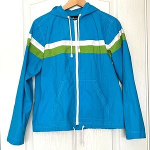 Sag Harbor Sport Blue Lightweight Hooded Windbreaker Sz PL Gorpcore Outdoor‎